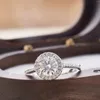 Anéis de cluster 1 925 anel de prata esterlina para mulheres forma redonda cor branca de cor branca proposta feminina casamento aniversário judeu presente