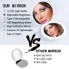 Mirrors Mini Portable Folding Travel Pocket Makeup Mirror With Led Light Round Handheld Compact 10X Magnifying Pink Black Vanity Mirrors