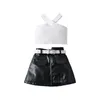 Ensembles de vêtements pour les enfants pour bébés filles tenues Floral Ruffle Off Houple Crops Tops Bowknot Denim Shorts Jirt Set Toddler Summer Clothes