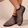 Сетчатые низкие каблуки повседневные сандалии Fashion Sllon Shoes для женщин Сплошные квадратные квадратные квадратные саналии де Мухер 240412