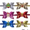 Hårtillbehör OC DW001 Barn Bow Christmas i Europa och Amerika Bright Pink Butterfly Knot Hairs Band Drop Delivery Baby Kids OT6T7