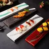 Plattor japansk stil lång sushi platta stenmönster rektangulär fågelförbränning kreativ platt vintage keramisk grill