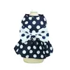 Dog Apparel Pet Cat Vest Style Skirt Dress With Traction Ring Polka Dot Pattern Bowknot For Dogs Wear