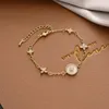 Bracelets de charme Fleur de cristal de mode classique pour les femmes Gold Couleur en acier inoxydable Chaînes Bangles Kpop Jewelry Accessoires Cadeau