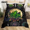 Set Tree Cartoon Frog Däcke Cover Kawaii Wild Animal Bedding Set Full Twin for Kids Child Teens Spiral Stars Nebula Comforter Cover