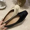 Chaussures décontractées plissages à nœuds arc plissés Femmes Espadrilles Bas talons élégants Ballerina Woman Flats Square Toe Sweet coudre Moccasins 2024