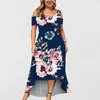 Casual jurken boho lijn lange print vrouwen schouderjurk een maat koude koude oh nek bloemen bloem dames katoen