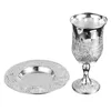 Бокалы вина еврейская стеклянная чашка с серебряной кубкой с блюдкой с блюдкой Иудаика Шаббос Пасха для праздничного подарка Шаббат Хавдалах