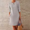 Urban Sexy sukienki Jocoo Jolee kobiety swobodne soild z długim rękawem bawełniany i lniany tunik