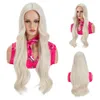 Haar neu Long Womens Fiber Center Curly Split Chemical Large Cosplay Wave Barbie Stirnband Perücke