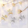 Stud Earrings 925 Silver Needle Female Personality All-Match Trend Starfish Temperament Pearl Fashion Women's