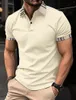 Herren Polos Sumer Kragen Druck Revers Anti-Pillin Pure Color Polo Shirt Kurzarm Casual Business Fashion Slim Fit