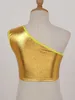 Stage Wear Kids Girls and Boys Child Child Sleeveless Shiny Metallic Crop Crop Top Jazz Dance Tops Stage Performance Costume Dance MODERN Dance D240425