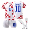 Soccer Set Tracksuits Mens Tracksuits 2223 Kroatien Home and Away National Team Jersey Football Kit 10 Modric World Cup New New
