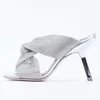 Slippers Summer Women's Diamonds Knot Strappy Sandals High Heels Thin Heel Dress Mule Shoes Party Wedge