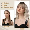 womens short curly hair straight bangs full head rose mesh high-temperature New silk simulation wig set wigs