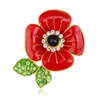 Nya Brosches Pin Festive Party Supplies Luxury UK Remebrance Day Gift Gold Tone Red Diamante Crystal Pretty Flower B8629185