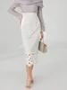 Jupes 2024 début de printemps Japan Style Chic Sweet Women High Wasit Elegant Lace Hollow Out jupe solide Slim Faldas Mujer