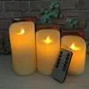 3 개의 원격 제어 이동 Wick Led Flameless Candles 깜빡이는 배터리 작동 기둥이 현실적인 불꽃 240417