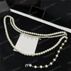 Ladies Pearl Chains Belts Designer Akcesoria w pasie luksusowe marka paska dla kobiet złoto linki perły wisiorki pasy łańcuchowe