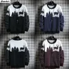 Mens Huncher stickade tröja män Autumn Winter Casual Christmas Tree Deer Pullover Vintage Black Slim Fit Sweaters Man 201022 S