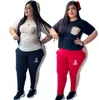 Brand new Pluz size 3XL 4XL Womens's overiszed Tracksuits short sleeve T-shirt +pants two-piece set printed home outdoor tee clothing for women