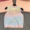 Vrouwen regenboog gradiënt kleur logo borduurwerk designer crop top tanks camis sml