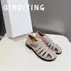 Casual Shoes 2024 Retro Handmade Real Leather Buckle-Strap Thick Sole Gladiator Sandals College Style Mary Janes Mules Loafers Desinger