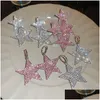 スタッド2024 Fl dangle luxury Jewelry for Luxury Jewelry Pink Crystal Pentagram Earings Party Brincos Gifts女性ドロップ配達oth1b