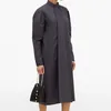 Casual Dresses Women's Minimalist Standing Neck Long Sleeved Single Breasted Cotton Loose Dress