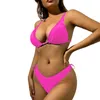 Moda de trajes de baño de mujeres Set Solid Bikini Bikini Juego de trajes de baño con almohadillas de pecho personalizada