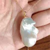 Pendants Fashion 20-30mm White Baroque Pearl Gold Chain Necklace 18" Classic Noble Luxury Accessories Personality Mesmerizing