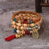 Bärade 4st/set Bohemian Multicolor Crystal Beads Armband For Women Girls Boho Ethnic Tassel Elastic Rope Handmde Wrap Armband