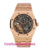 Luxury AP Wrist Watch Royal Oak Series 15407or Rose Gold Hollow Double Pendule Watch Men's Fashion Business Causal Business Mécanique