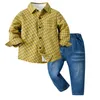 Ensembles de vêtements Baby Boy Vêtements 1 à 6 ans printemps automne 3pcs Kids Suit Grid Blouse T-shirts Jean Pantalon pour tout-petit