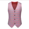 Jackor 2023 Ny Pink Plaid Suit Men Wedding Party Swallowtail Dress Stor storlek 6xl Herr Slim Fit Blazers Jacka och byxor