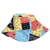 Basker hink hatt i bomull gjord unisex sommarstrand hattar utomhus mössa för kvinnor män kontrast färg sol uv prote
