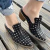 Sandaler klädda kvinnor sommarslip på avslappnad spetsiga tå fyrkantiga klackar mjuk botten bred för kvinnors bredd 2024