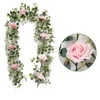 Декоративные цветы 5,9 фута висячие свадебные украшения плюща фальшивое растение эвкалипт гирлянда искусственный цветок дом декаро -розовый виноград