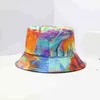 Designer Wide Brim Hats & Bucket Hats New men's and women's printed tie dyed fisherman hat outdoor sun protection bucket hat graffiti double-sided hat Caps