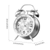 Clocks Portable Metal Alarm Clock Retro Round Double Bells Desk Table Clock Bedroom Home Decorations Portable Alarm Clock