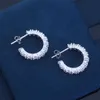 Mode eenvoudige ttifeeny oorbellen veelzijdig S925 sterling zilveren ronde ronde diamant oorbellen met veelzijdige temperamentlicht luxe niche voortreffelijk