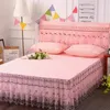 Gonna a letto principessa in stile letto coperto a pezzi singolo cover piccolo slittamento rosa fresco e foglio a prova di polvere