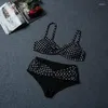 Women's Tracksuits Wave Dot Color Blocking Large Bikini Suit Polka Matching Size