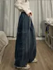 Jeans pour femmes fille vintage big poche surdimensionnée baggy cargo femme élastique taille pantalon de jambe large pantalon denim femmes