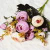 Fleurs décoratives 1pceuropéen rétro rétro petit thé artificiel rose simulation bouquet de haute qualité de mariage de haute qualité décoration de fête de fleurs