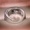 Band Rings S925 silver ring newest for Women Gorgeous Blue Nano CZ Ring Genuine Sparkling Jewelry gift wedding party jewelry H240425