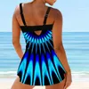 Women's Swimwear Sexy Bathing Suit For Ladies Conservative Print Swimwears Tankinis Set Split Swimsuit Suspender Beach Summer