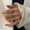 Кластерные кольца 925 Стерлинговое серебряное серебряное серебристое круглое кольцо выбросить кольцо женское указательное указательное пальцы мода личность ретро аксессуары простые украшения