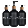 Bouteilles de salle de bain 500 ml de chantier de shampooing bouteilles de distributeur rechargeable de la police d'impression vide revitrophie du revitalisant de lavage corporel